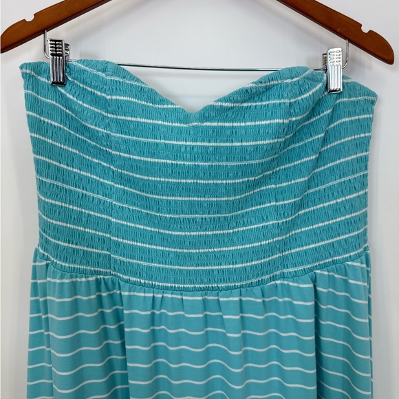 Torrid Strapless Striped Midi Dress Blue/White Asymmetrical Hem Plus Size 3X - Picture 8 of 11